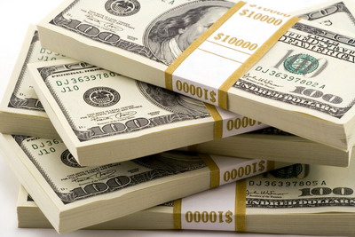 Stack of One Hundred Dollar Bills U.S.